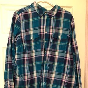Long-sleeved button-up shirt
